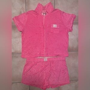 Juicy Couture Sleepwear Pink Terry Clothish Women’s Loungewear Pajama Set; XL